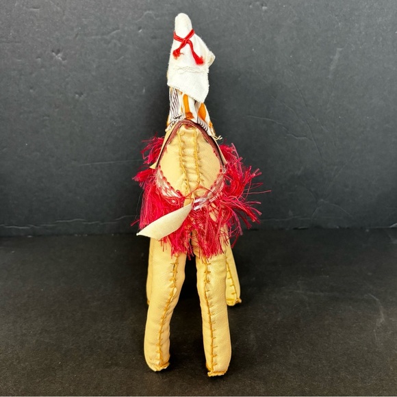 Egyptian Hand Crafted Camel Faux Leather And Fringe Souvenir Decor 10” High. - Picture 4 of 9